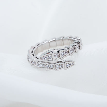 [LUXORA]SERPENTI RING SILVER DIAMOND PAVED 4MM