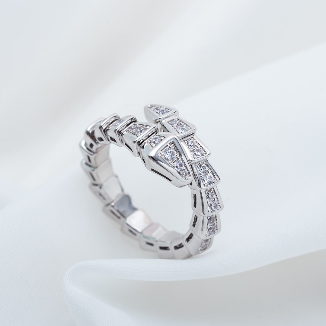 [LUXORA]SERPENTI RING SILVER DIAMOND PAVED 4MM