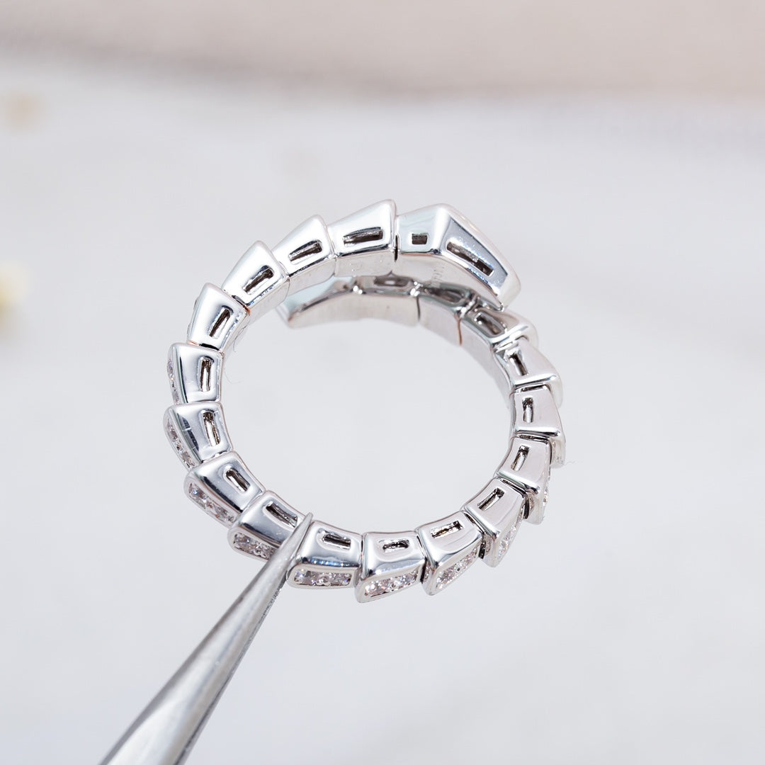 [LUXORA]SERPENTI RING SILVER DIAMOND PAVED 4MM