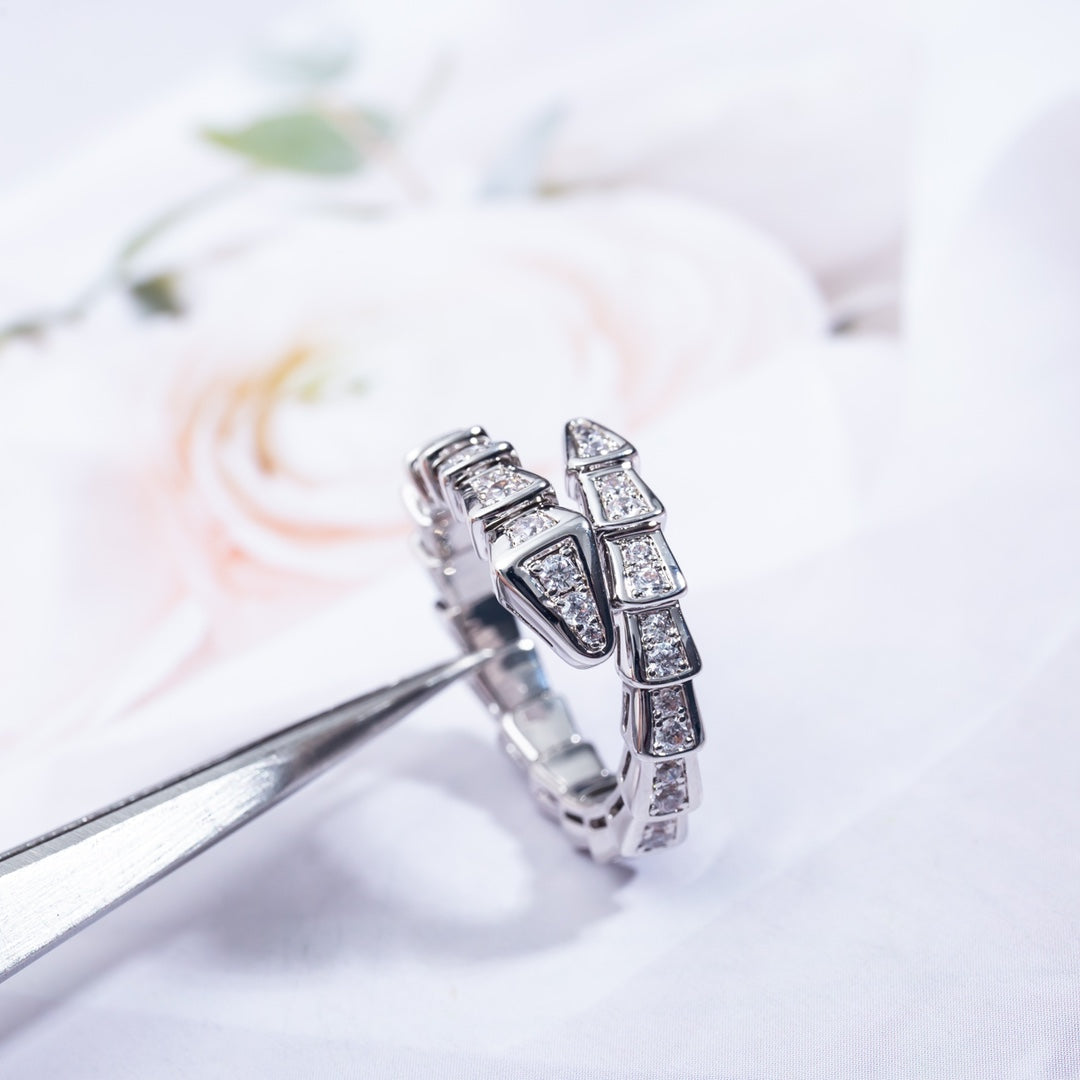 [LUXORA]SERPENTI RING SILVER DIAMOND PAVED 4MM