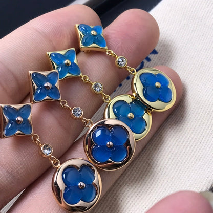 [LUXORA]STAR AND SUN AGATE DIAMOND EARRINGS