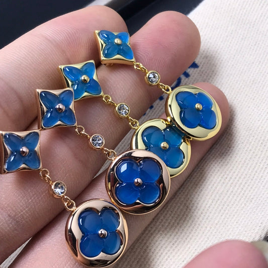 [LUXORA]STAR AND SUN AGATE DIAMOND EARRINGS