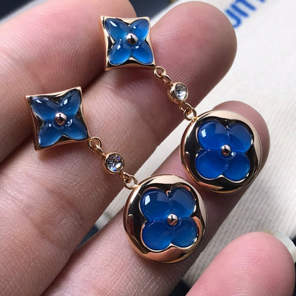 [LUXORA]STAR AND SUN AGATE DIAMOND EARRINGS