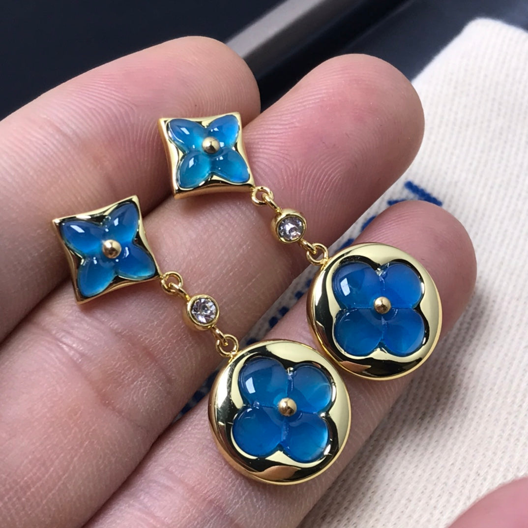 [LUXORA]STAR AND SUN AGATE DIAMOND EARRINGS