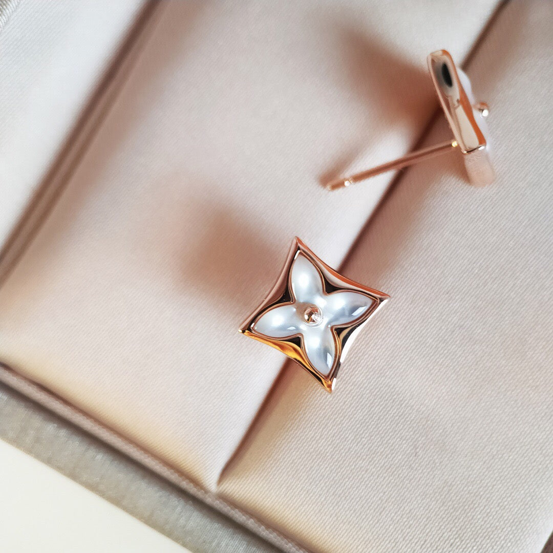 [LUXORA]STAR MOP PINK GOLD EARRINGS