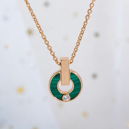 [LUXORA]GARI NECKLACE PINK GOLD MALACHITE