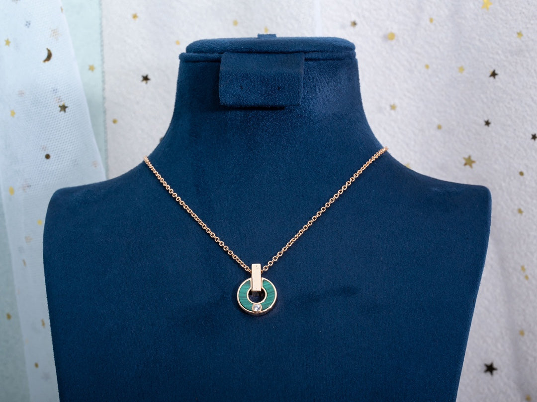 [LUXORA]GARI NECKLACE PINK GOLD MALACHITE