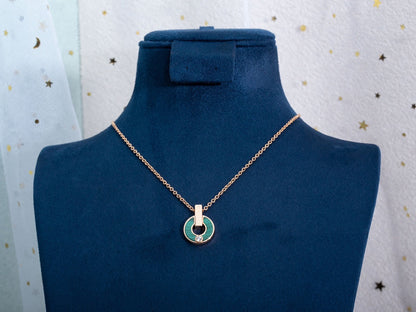[LUXORA]GARI NECKLACE PINK GOLD MALACHITE