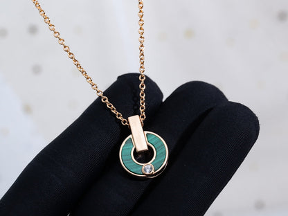 [LUXORA]GARI NECKLACE PINK GOLD MALACHITE