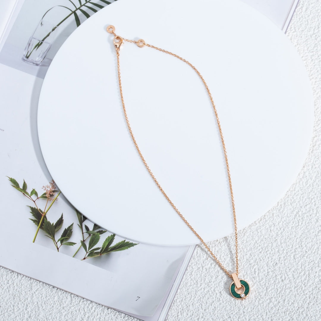 [LUXORA]GARI NECKLACE PINK GOLD MALACHITE