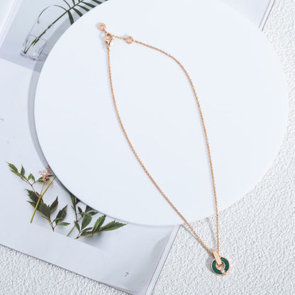 [LUXORA]GARI NECKLACE PINK GOLD MALACHITE