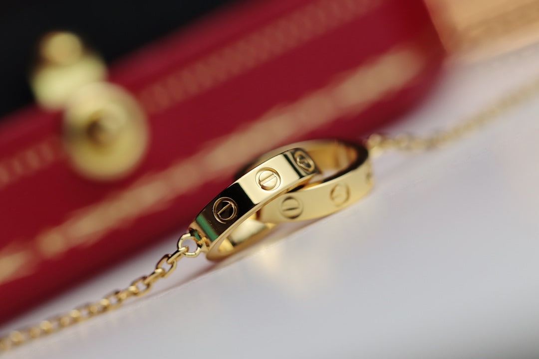[LUXORA]LOVE NECKLACE DOUBLE RING GOLD