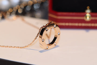 [LUXORA]LOVE NECKLACE 16MM 6 DIAMONDS PINK GOLD