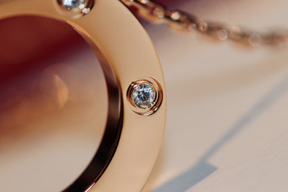 [LUXORA]LOVE NECKLACE 16MM 6 DIAMONDS PINK GOLD