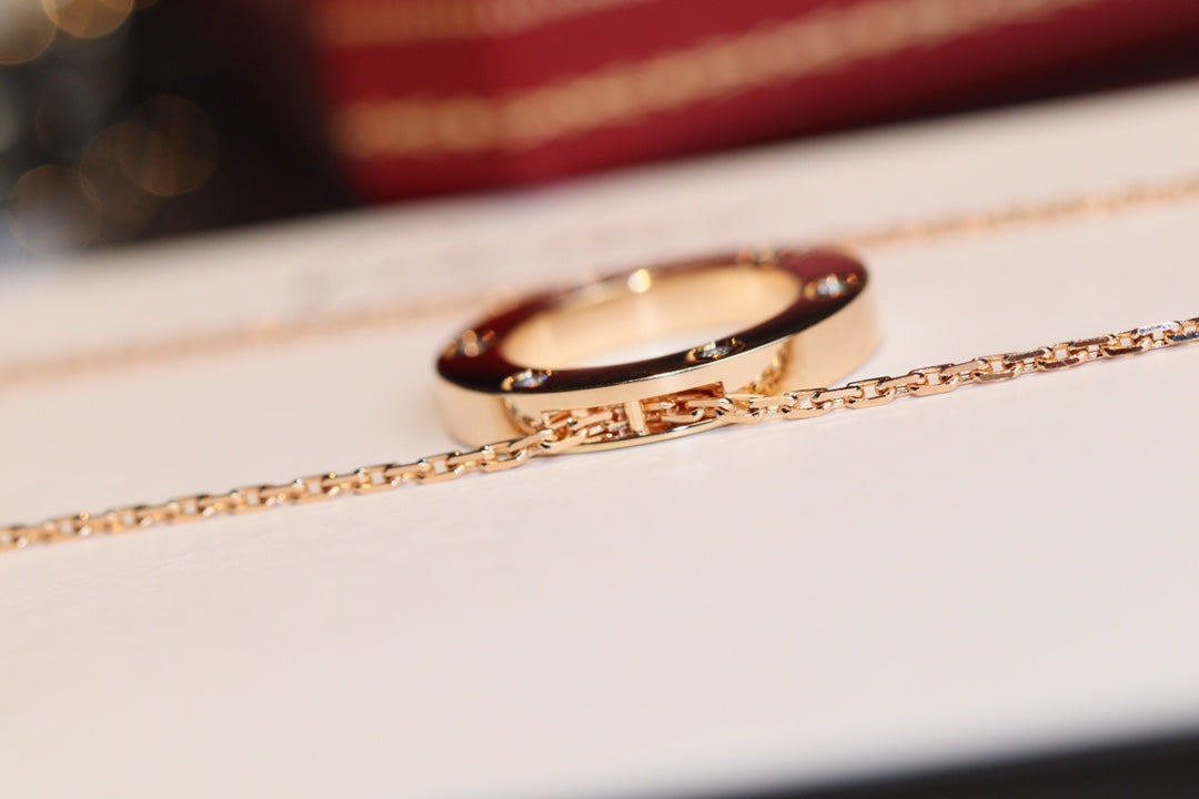 [LUXORA]LOVE NECKLACE 16MM 6 DIAMONDS PINK GOLD