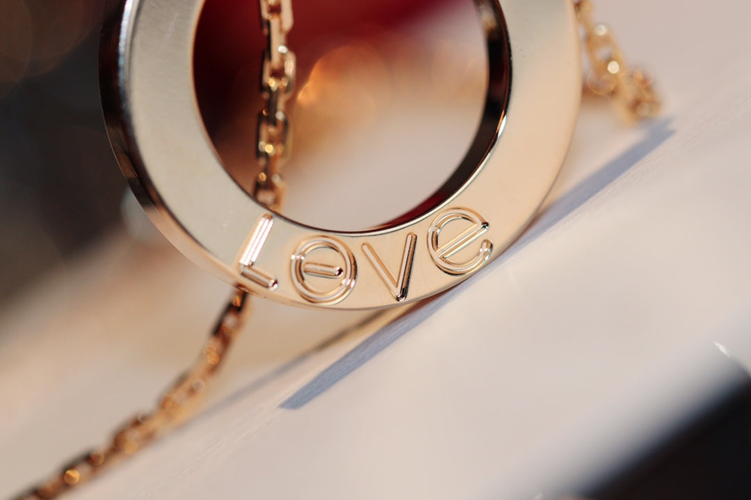 [LUXORA]LOVE NECKLACE 16MM 6 DIAMONDS PINK GOLD