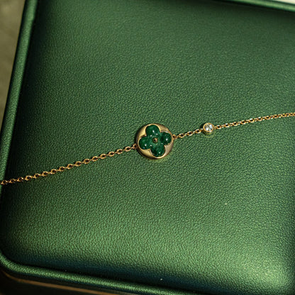 [LUXORA]SUN MALACHITE 1 DIAMOND PINK GOLD BRACELET