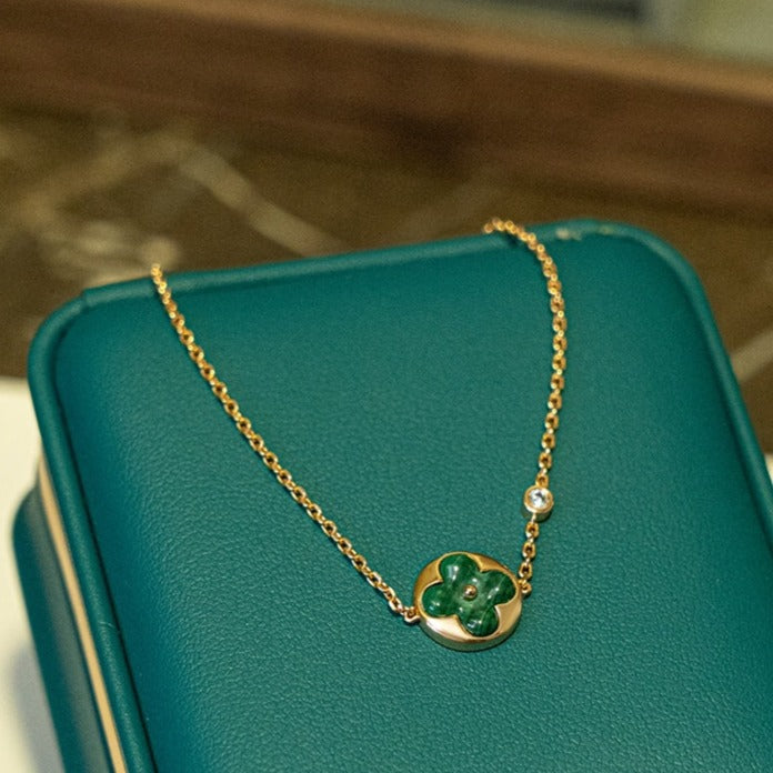 [LUXORA]SUN MALACHITE 1 DIAMOND PINK GOLD BRACELET
