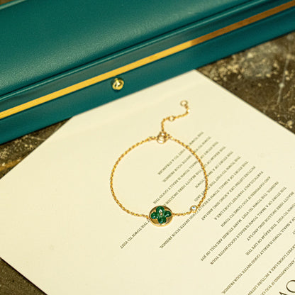 [LUXORA]SUN MALACHITE 1 DIAMOND PINK GOLD BRACELET