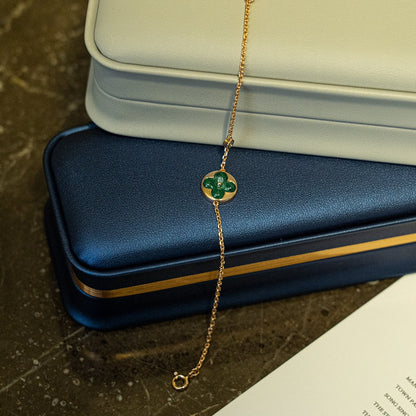 [LUXORA]SUN MALACHITE 1 DIAMOND PINK GOLD BRACELET