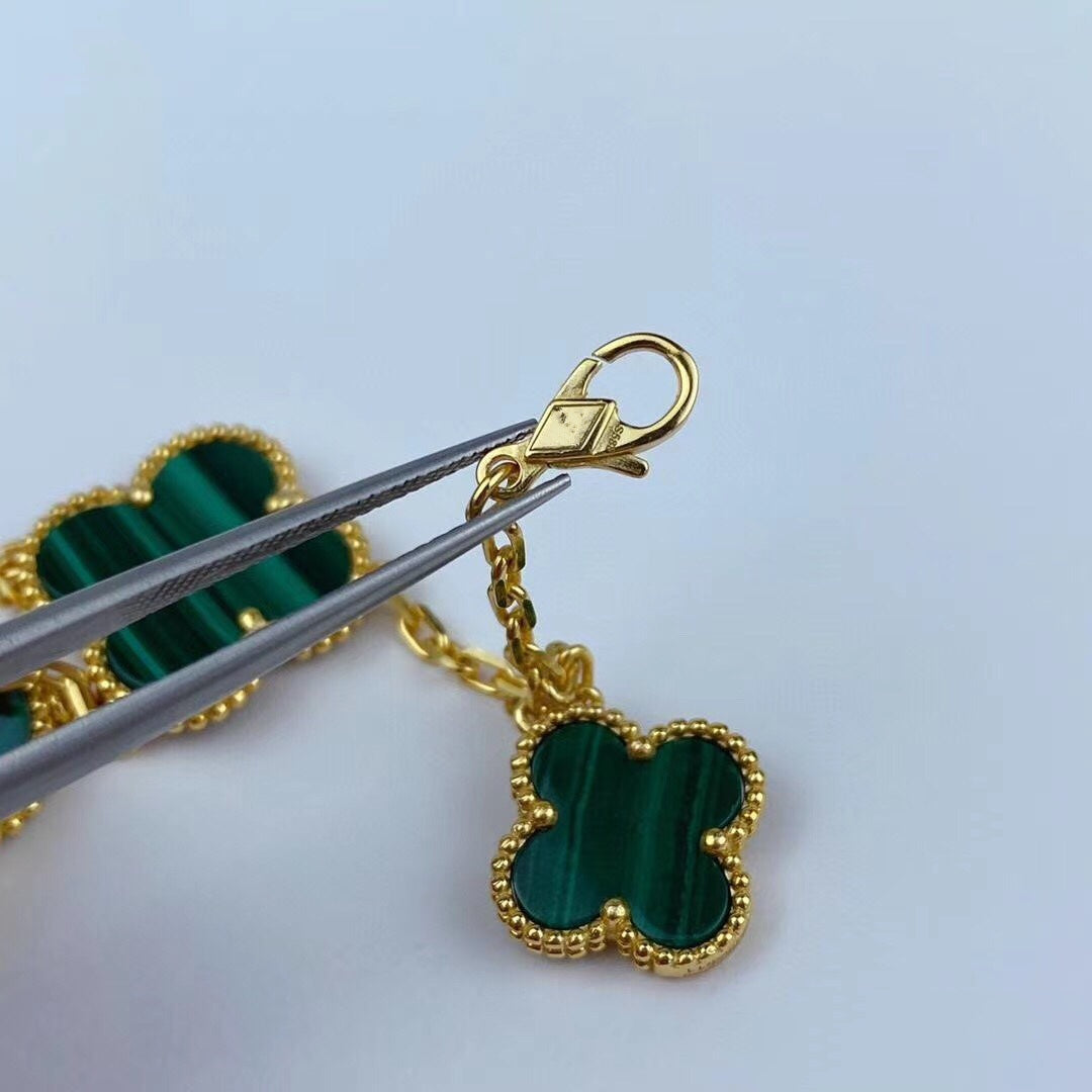 [LUXORA]MAGIC CLOVER MALACHITE GOLD BRACELET 5 MOTIFS