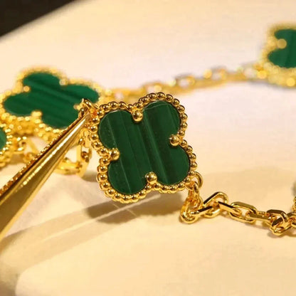 [LUXORA] CLOVER 5 MOTIF MALACHITE BRACELET COLLECTION
