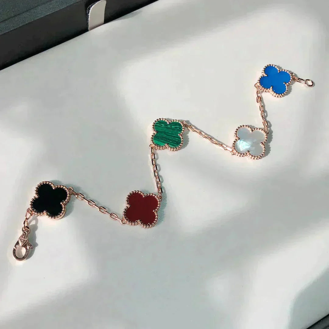 [LUXORA]CLOVER 5 MOTIFS MULTICOLOR BRACELET