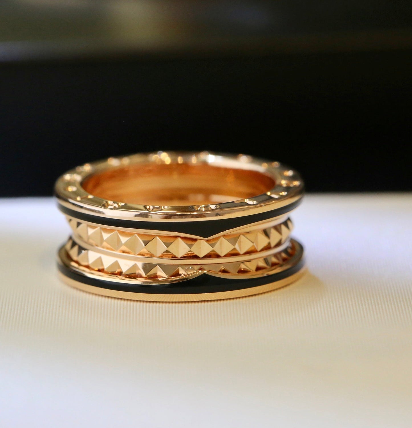 [LUXORA]ZERO 1 PINK GOLD BLACK CERAMIC RING