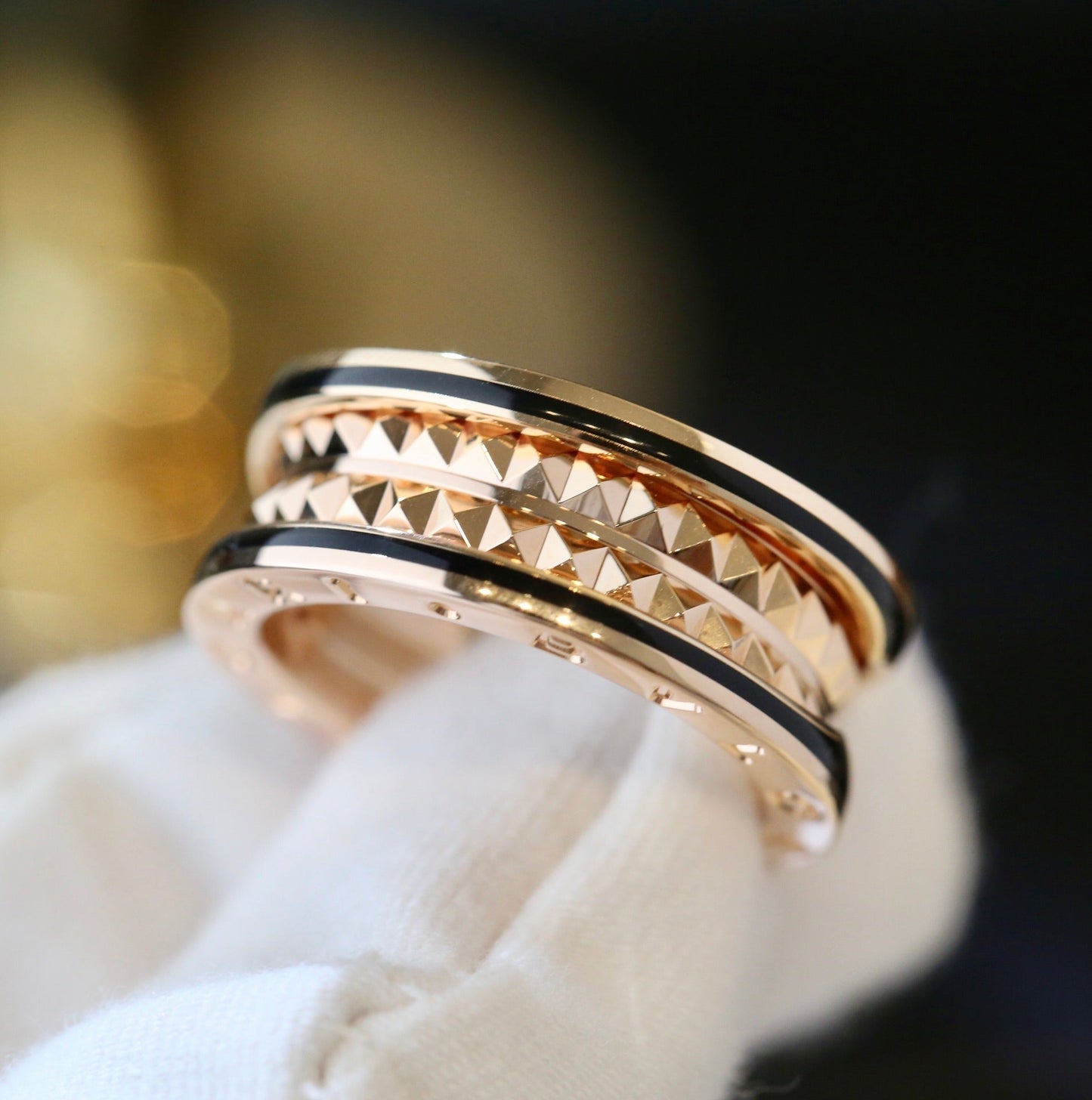 [LUXORA]ZERO 1 PINK GOLD BLACK CERAMIC RING