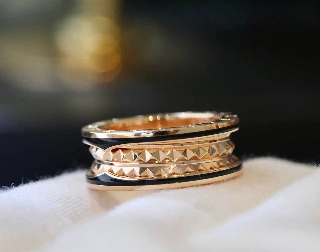 [LUXORA]ZERO 1 PINK GOLD BLACK CERAMIC RING