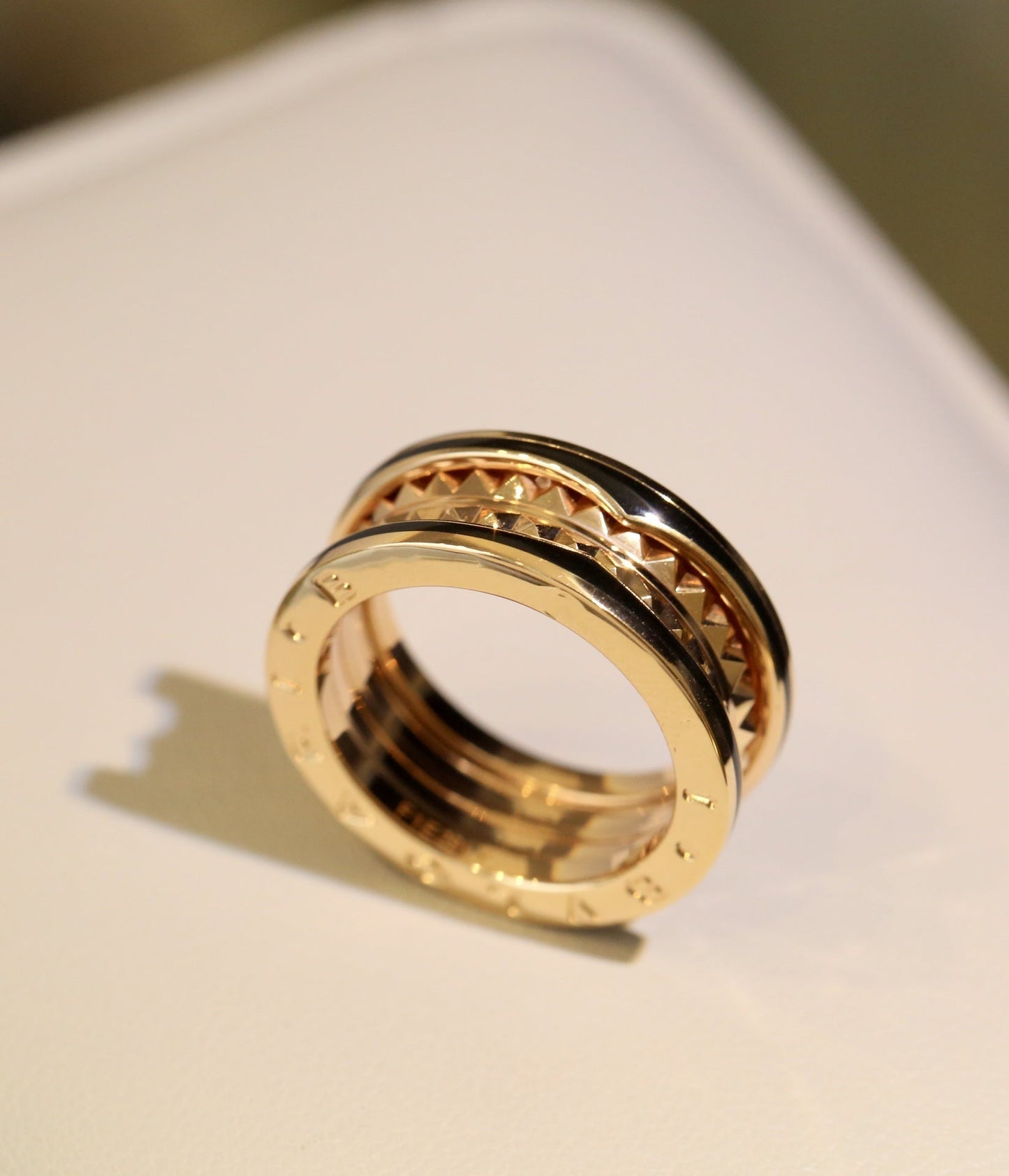 [LUXORA]ZERO 1 PINK GOLD BLACK CERAMIC RING