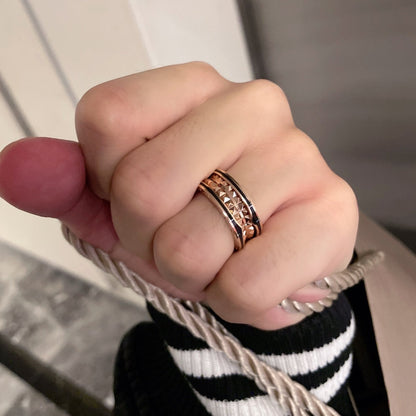 [LUXORA]ZERO 1 PINK GOLD BLACK CERAMIC RING