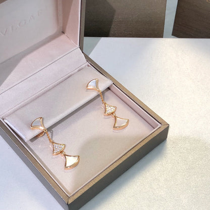 [LUXORA]DREAM EARRINGS 3 MOTIFS DIAMOND MOP PINK GOLD