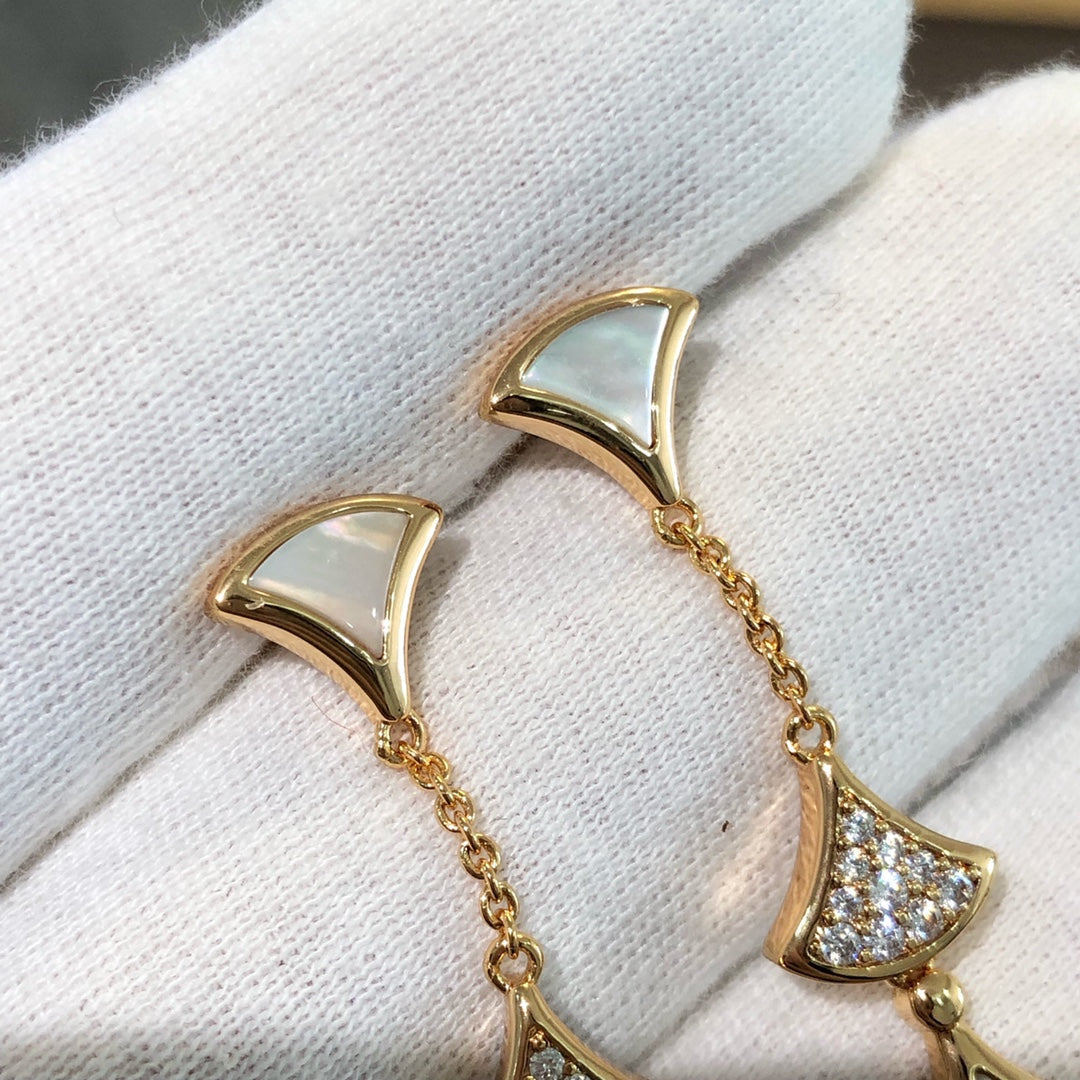 [LUXORA]DREAM EARRINGS 3 MOTIFS DIAMOND MOP PINK GOLD
