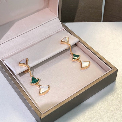 [LUXORA]DREAM EARRINGS 3 MOTIFS MALACHITE MOP PINK GOLD