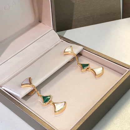 [LUXORA]DREAM EARRINGS 3 MOTIFS MALACHITE MOP PINK GOLD