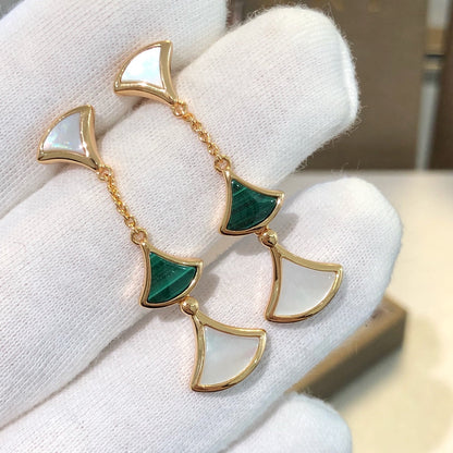 [LUXORA]DREAM EARRINGS 3 MOTIFS MALACHITE MOP PINK GOLD