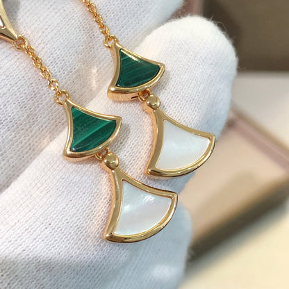 [LUXORA]DREAM EARRINGS 3 MOTIFS MALACHITE MOP PINK GOLD
