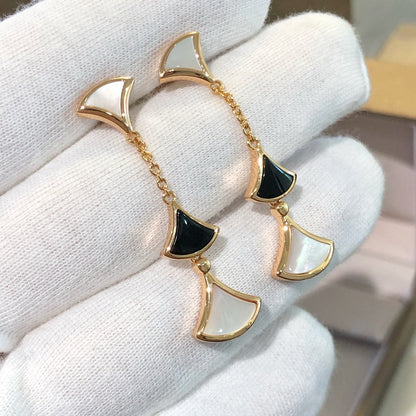 [LUXORA]DREAM EARRINGS 3 MOTIFS ONYX MOP PINK GOLD