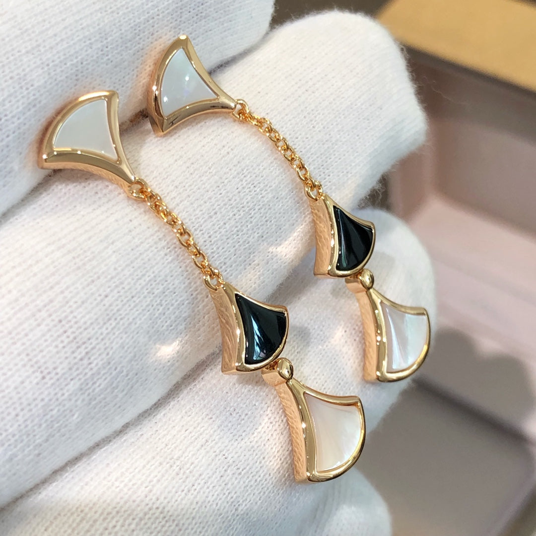 [LUXORA]DREAM EARRINGS 3 MOTIFS ONYX MOP PINK GOLD