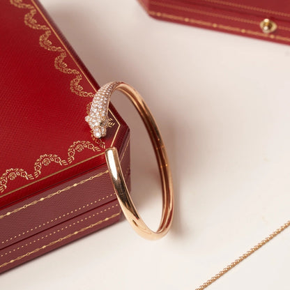 [LUXORA]PANTHERE ROSE GOLD DIAMOND OPEN BRACELET