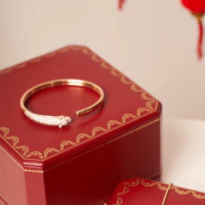 [LUXORA]PANTHERE ROSE GOLD DIAMOND OPEN BRACELET