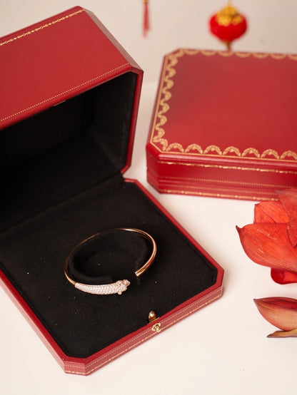[LUXORA]PANTHERE ROSE GOLD DIAMOND OPEN BRACELET
