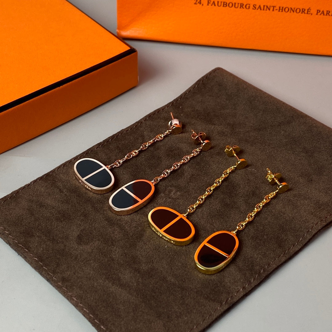 [LUXORA]CHAINE VERSO BLACK CERAMIC EARRINGS