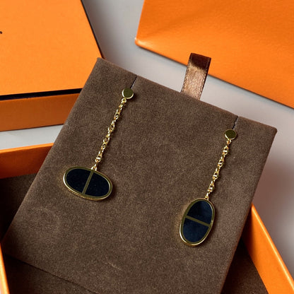 [LUXORA]CHAINE VERSO BLACK CERAMIC EARRINGS