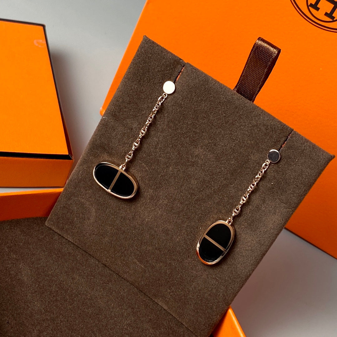 [LUXORA]CHAINE VERSO BLACK CERAMIC EARRINGS