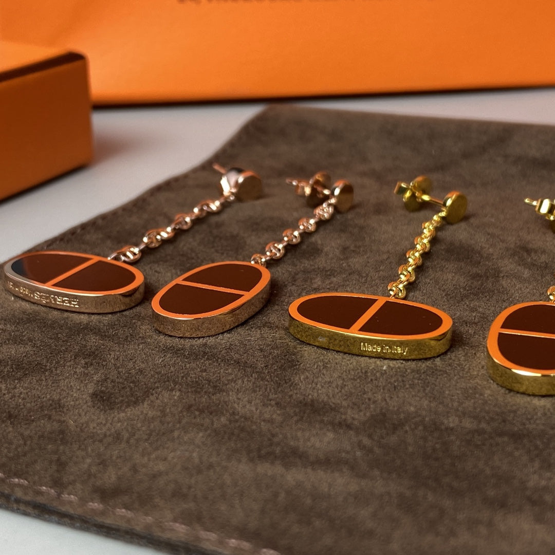 [LUXORA]CHAINE VERSO BLACK CERAMIC EARRINGS