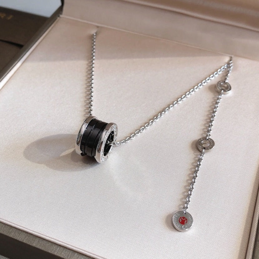 [LUXORA]ZERO 1 BLACK CERAMIC SILVER NECKLACE