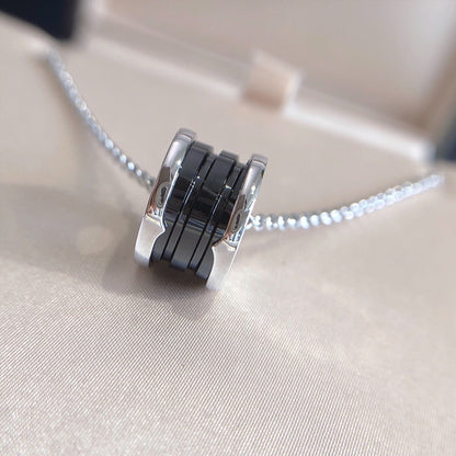 [LUXORA]ZERO 1 BLACK CERAMIC SILVER NECKLACE