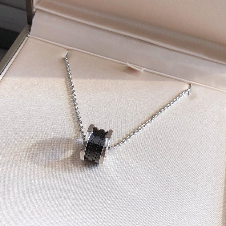 [LUXORA]ZERO 1 BLACK CERAMIC SILVER NECKLACE